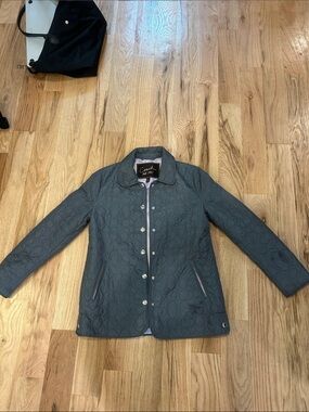 Coach Quilted Slate Gray Button-Front Utility Jacket